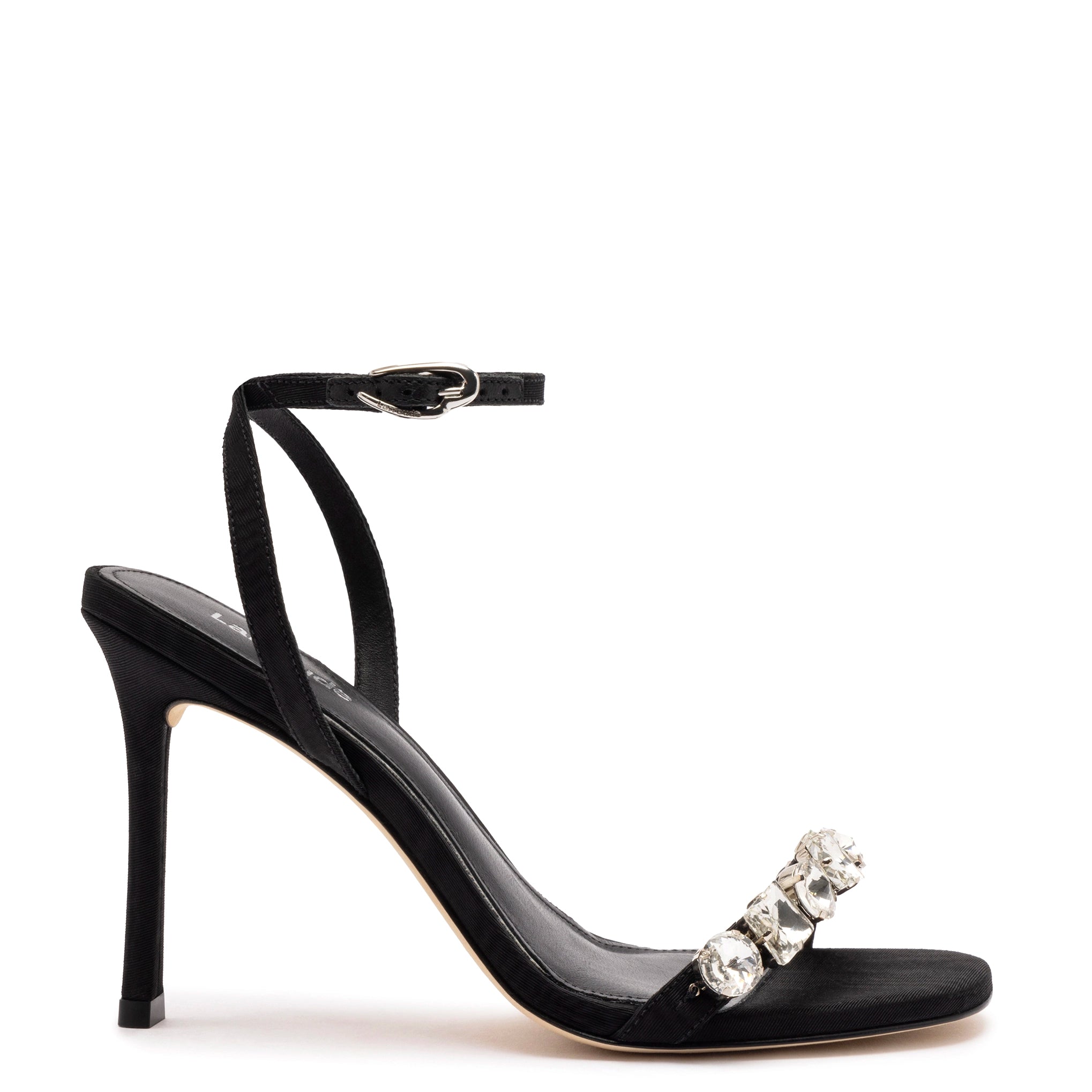 Cozy Comfort Style Sale Calypso Sandal In Black Fabric and Crystals
