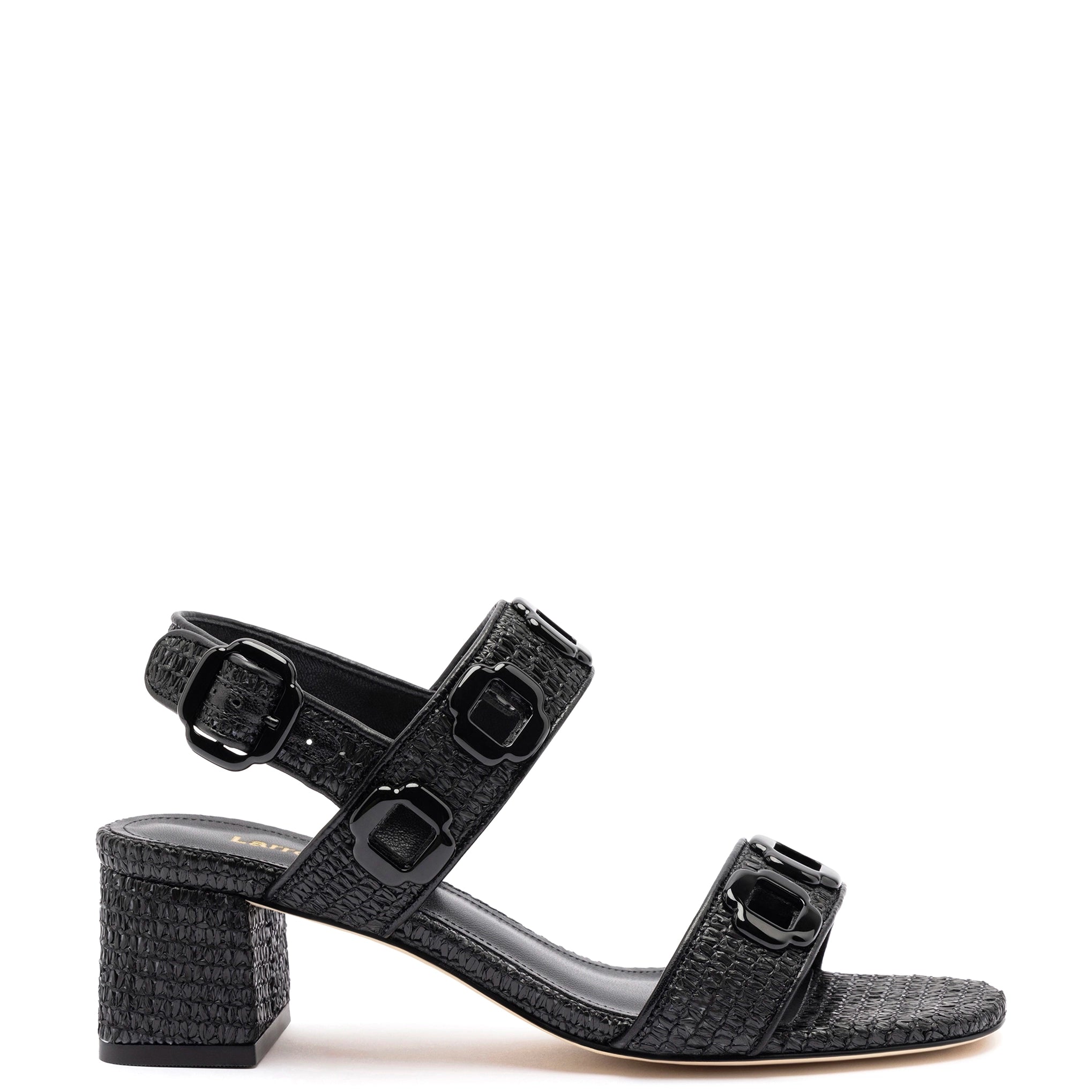 Playful Fashion Offers Milan Sandal In Black Wave Raffia