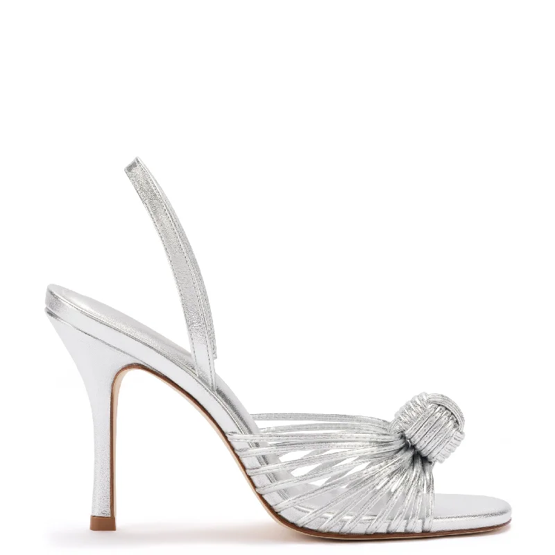 Unleash Your Trendy Side Valerie Slingback Sandal In Silver Metallic Leather