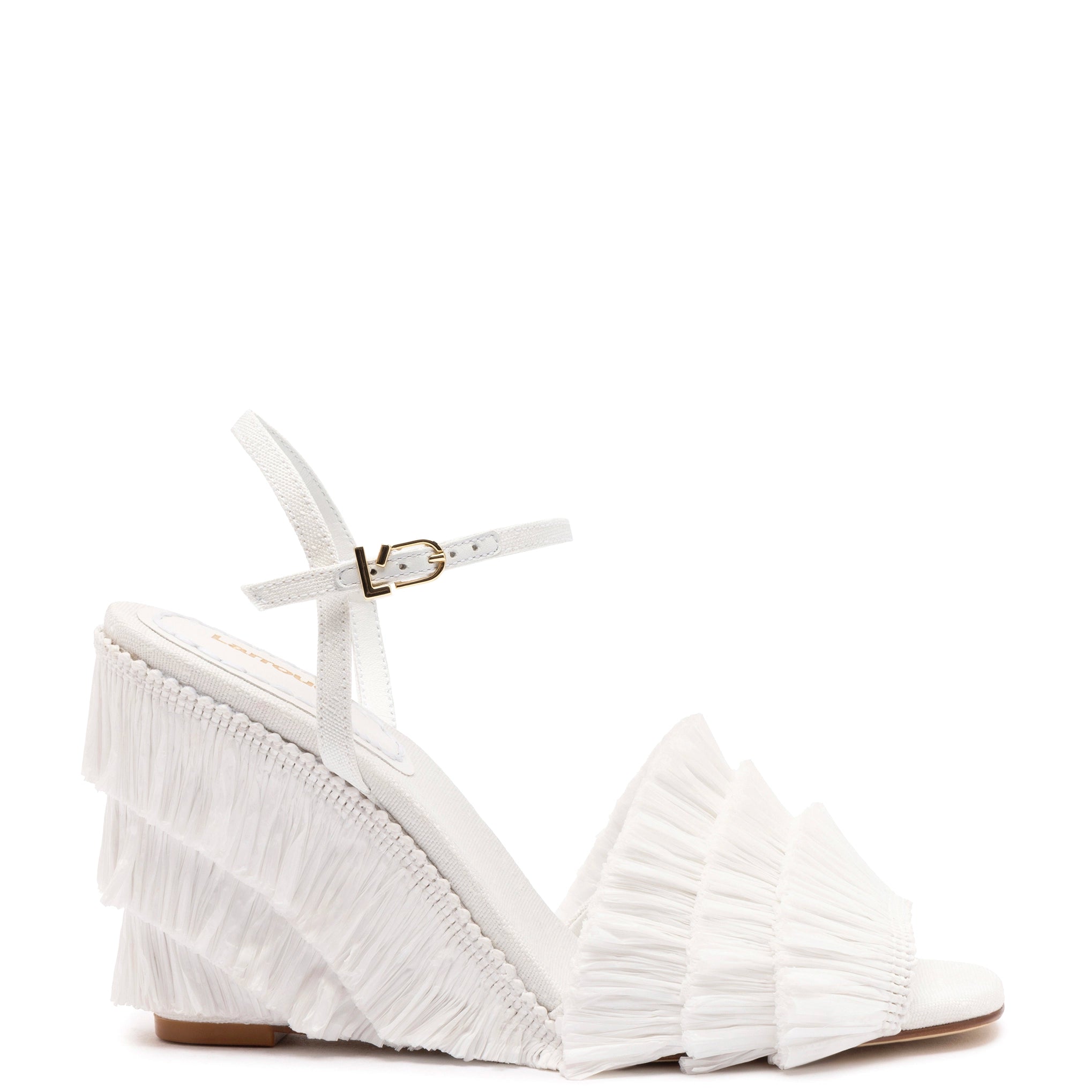 Classic Chic Deals Yves Fringe Wedge In White Raffia