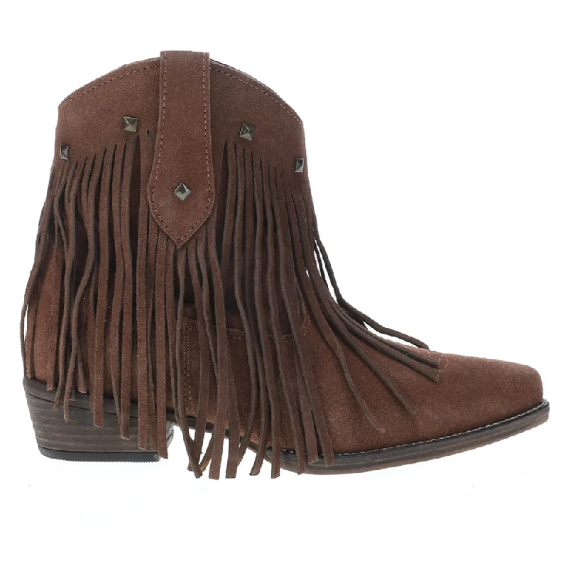 Women's Modern Shoes Dusty Fringe Studded Snip Toe Cowboy Booties