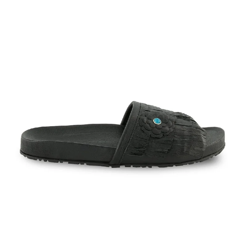 Non-Slip Work Shoes Sale Manitobah - Women's Wasaga Fringed Slides (4061206)