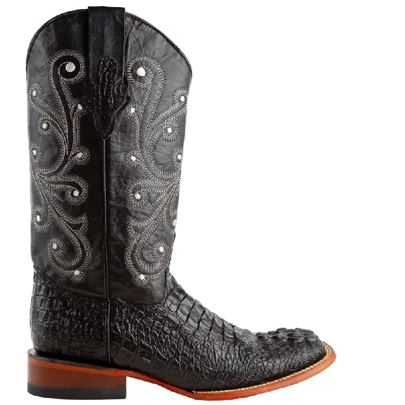 Stampede Crocodile Embroidered Square Toe Cowboy Boots