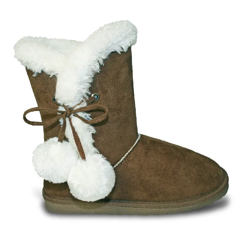 Statement Boots Offers Women's 9-inch Side Tie Microfiber Boots - Chocolate