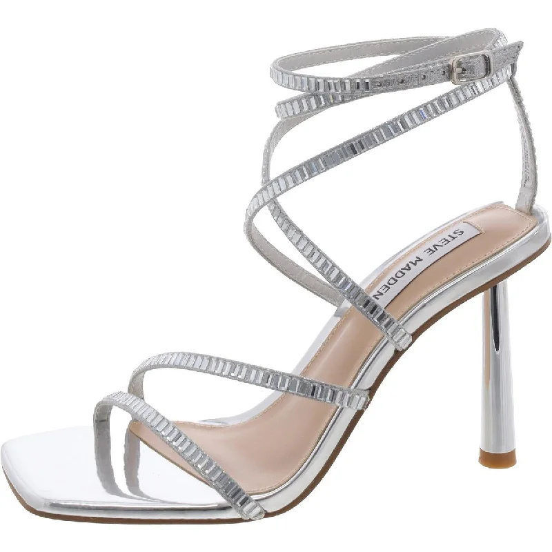 Sleek Dress Shoes Deal Elegance Womens Embellished Square Toe Strappy Sandals