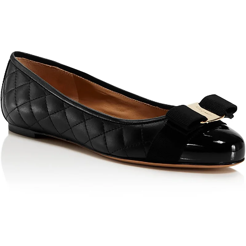 Ferragamo Womens VARINAQ Leather Round toe Ballet Flats