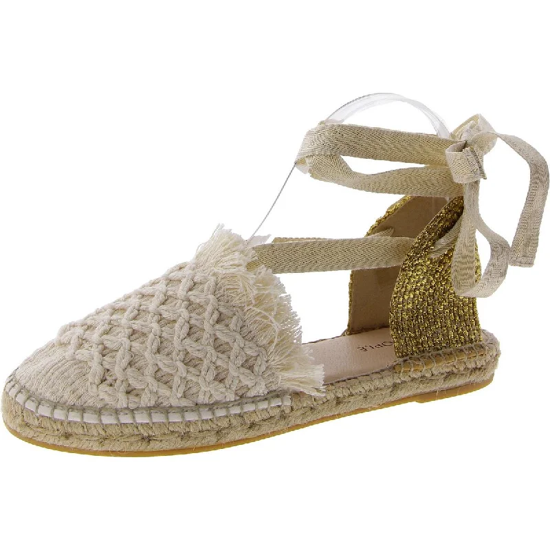 Sleek Dress Shoes Deal Free People Womens Vida Espadrille Wrap Metallic Padded Insole Lace Up Flats