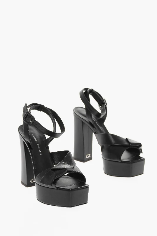End Of Season Clearance Giuseppe Zanotti Leather Sandals With Knot Detail Heel 12 Cm