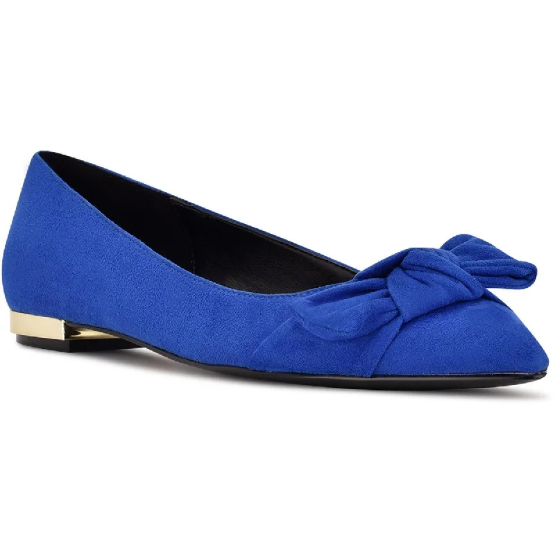 Nine West Womens Faux Suede Pointed Toe Ballet Flats