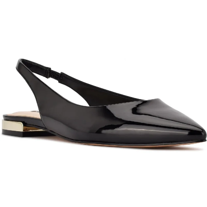 Nine West Womens Lucee Patent Pointed Toe Slingbacks