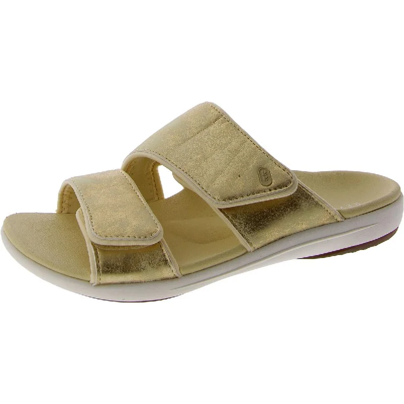 Outdoor Hiking Shoes Promotion Womens Faux Leather Metallic Slide Sandals