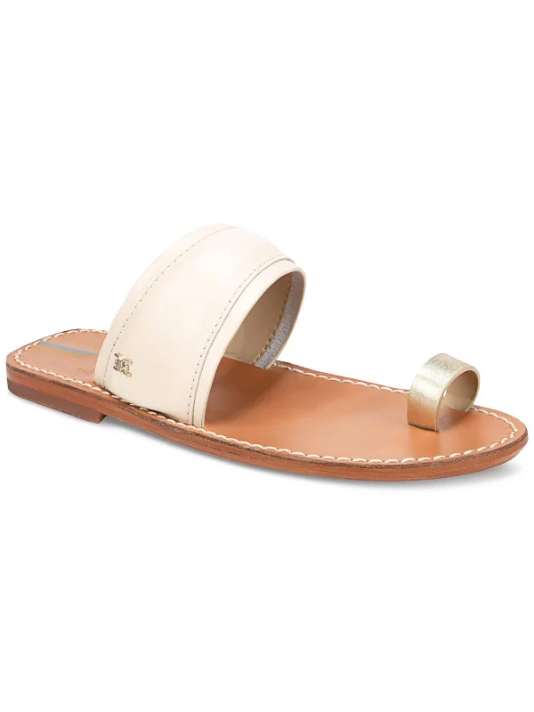 Seasonal Fashion Womens Leather Toe Loop Slide Sandals