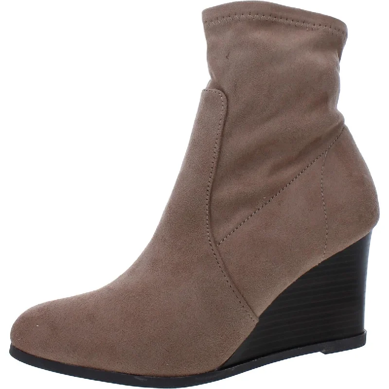 Holiday Glam Womens Ankle Zip Up Wedge Boots