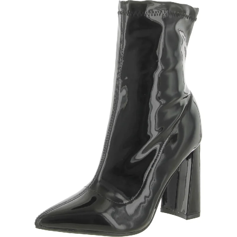 Fashion Deal Womens Patent Pointed Toe Mid-Calf Boots