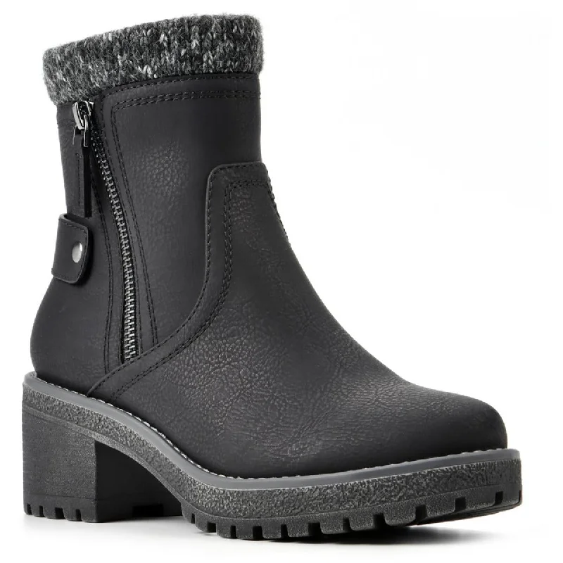 Hot Trends Blasting Womens Faux Leather Zip Up Mid-Calf Boots