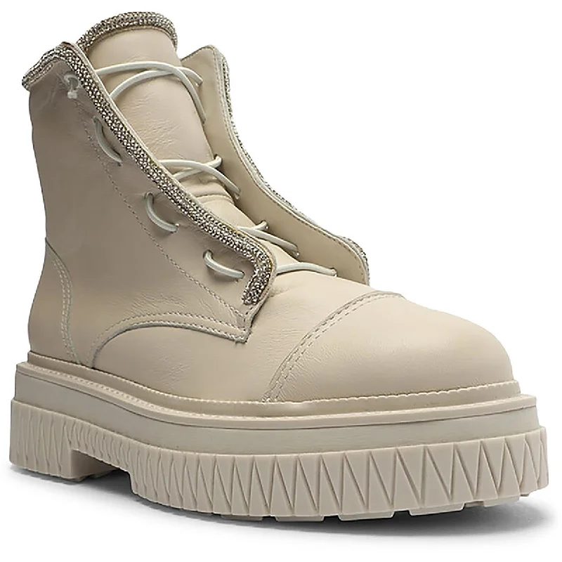 Early Bird Offer AMIRAH Womens Leather Lug Sole Boots