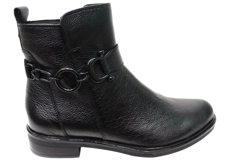 Soft Sole Shoes Caprice Natalie Womens Wide Fit Comfortable Leather Ankle Boots