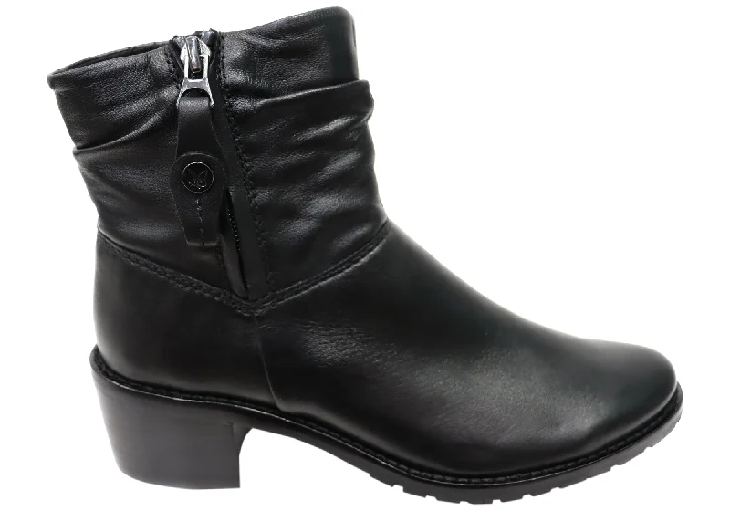Comfortable Work Shoes Caprice Nelba Womens Wide Fit Comfortable Leather Ankle Boots
