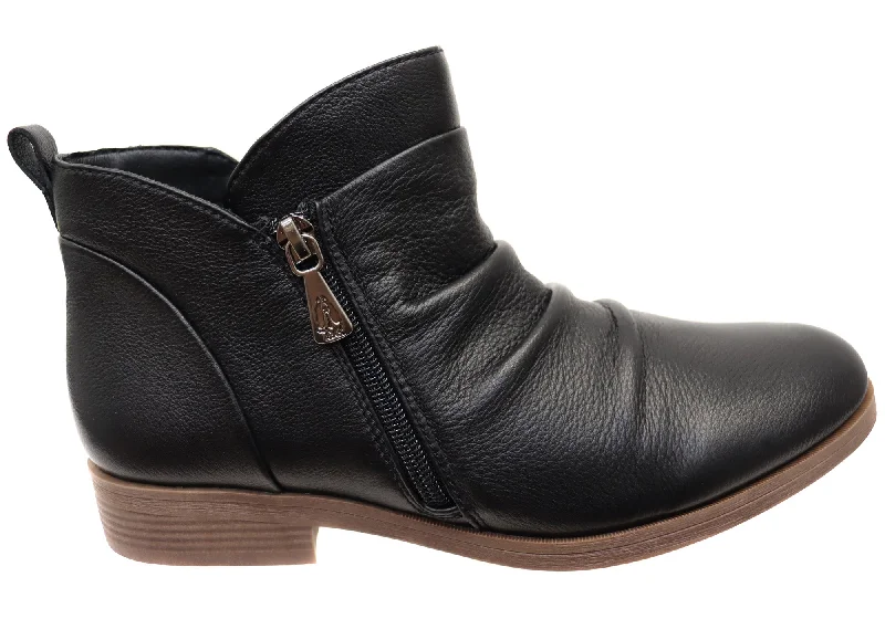 Laid-Back Fashion Offers Hush Puppies Chalet Womens Comfortable Black Leather Ankle Boots